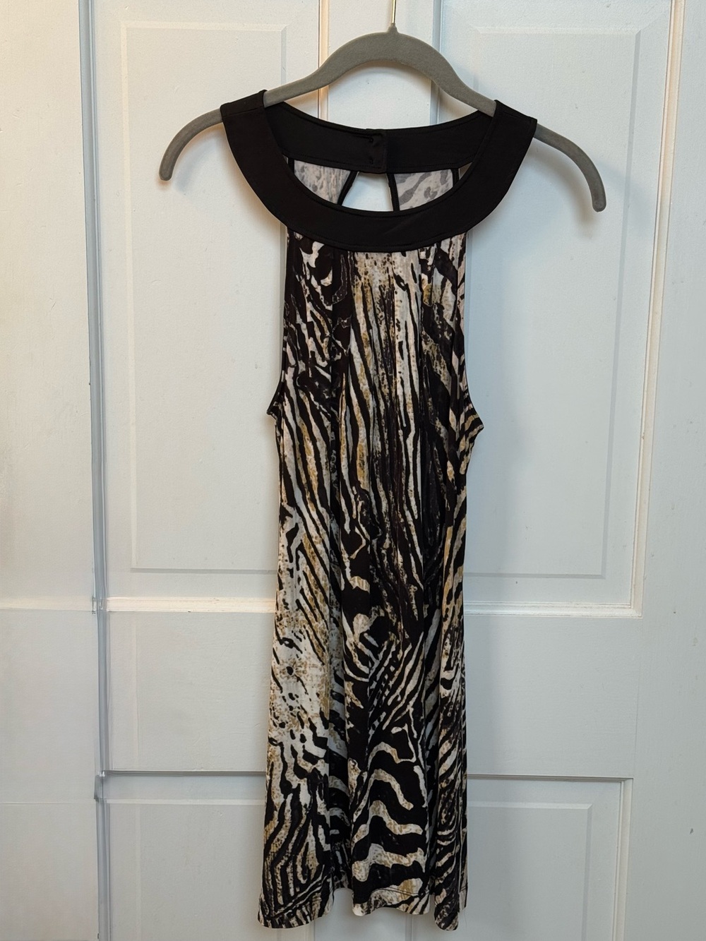 Guess Jeans Sleeveless Black and Cream Zebra Print Dress